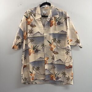 Vintage Pierre Cardin Men XL Hawaiian Aloha Fish Shirt Resort Vacation 100% Cot